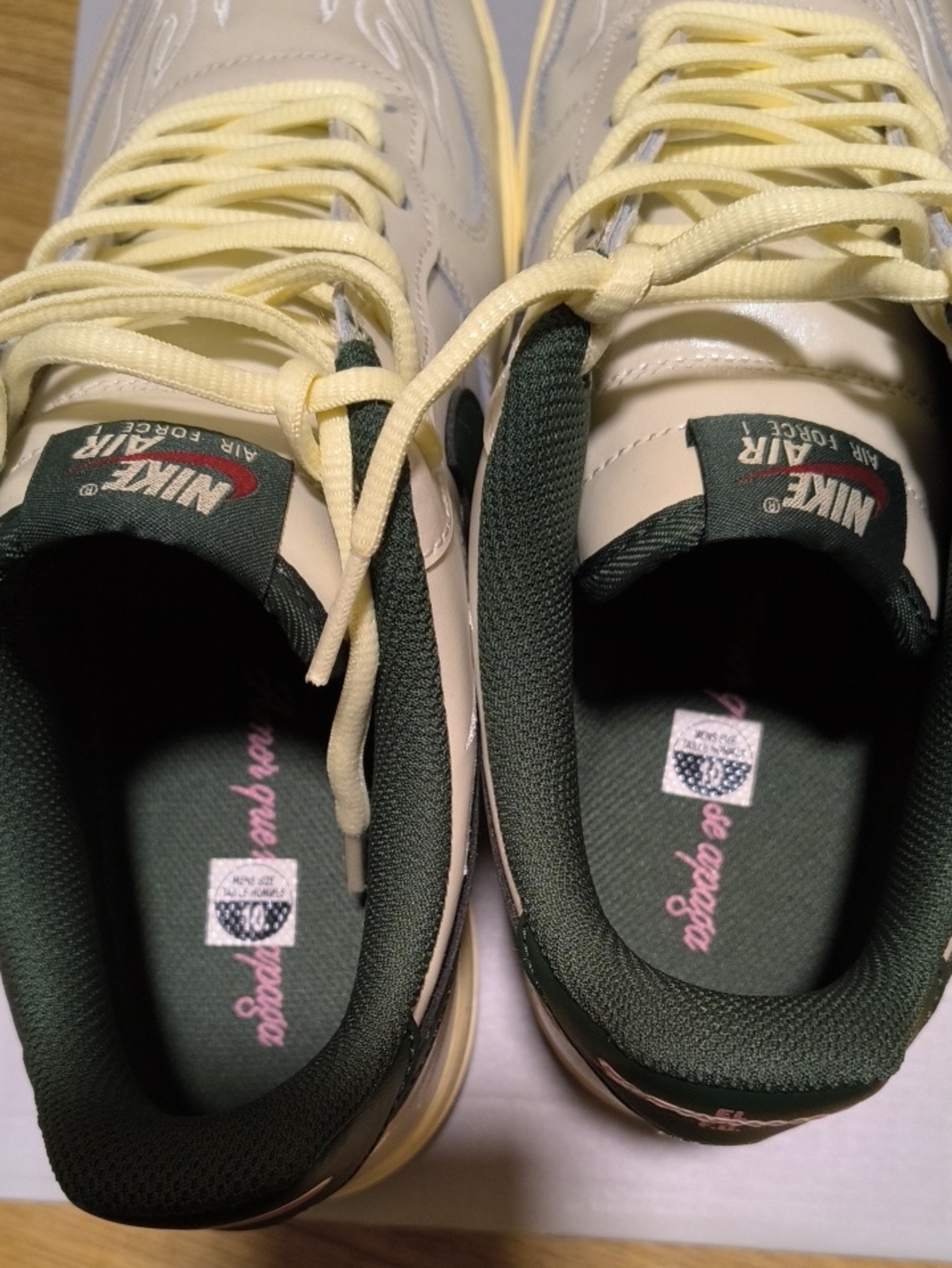 Nike Men’s Air Force 1 07 LV8 in Cream and Dark Green